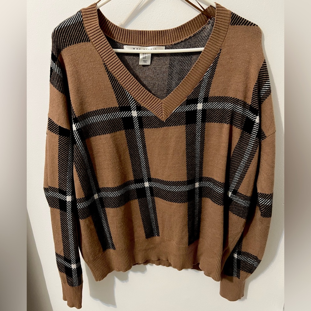 Tan/Black Plaid Sweater